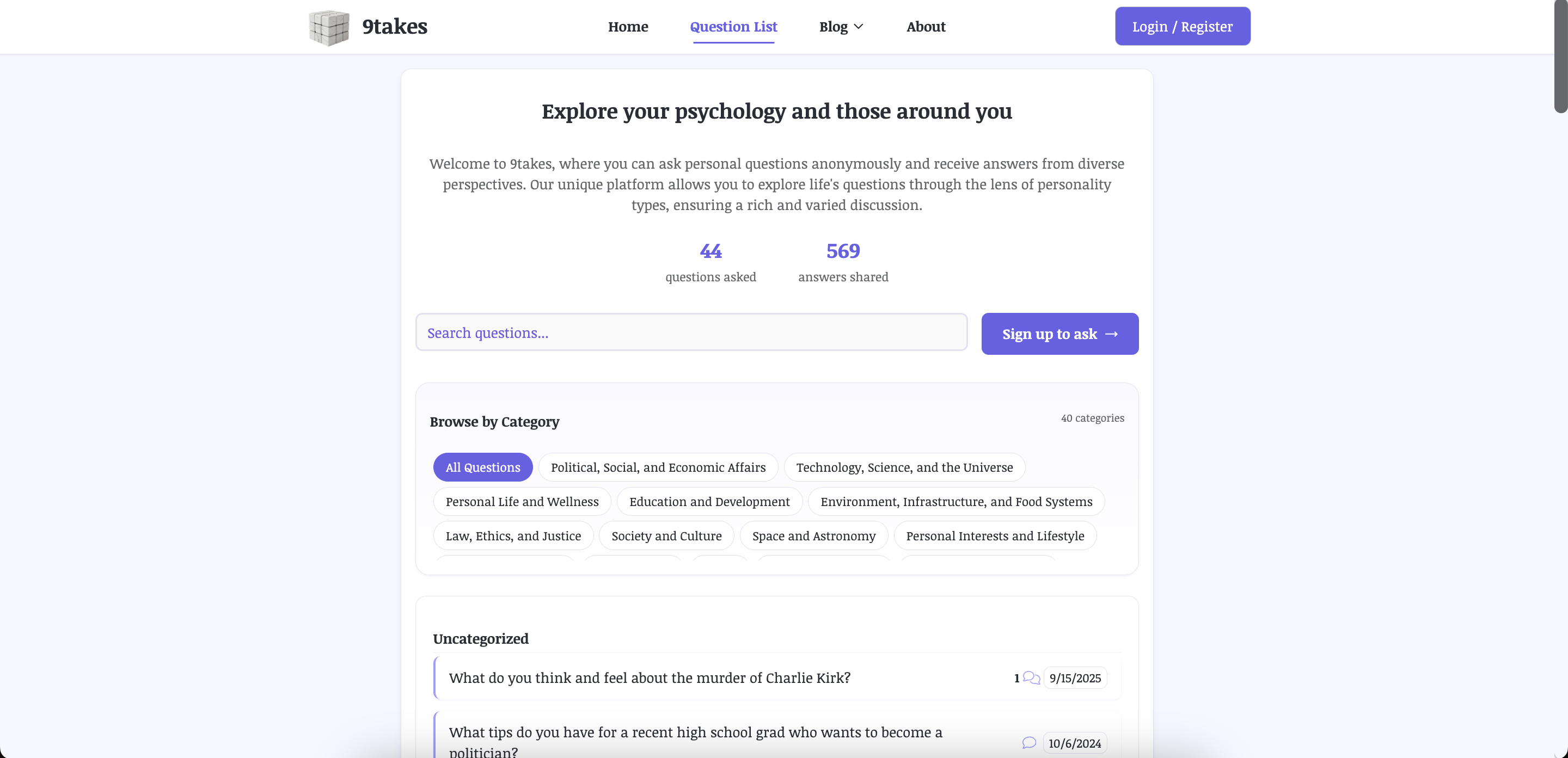 Thumbnail: 9takes questions page